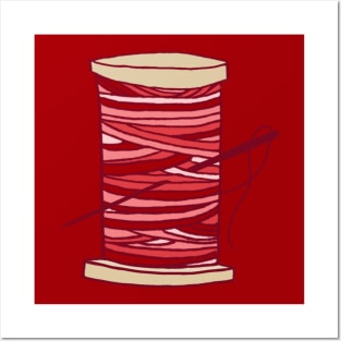 Thread Spool Japanese Ocean Wave (Red) Posters and Art